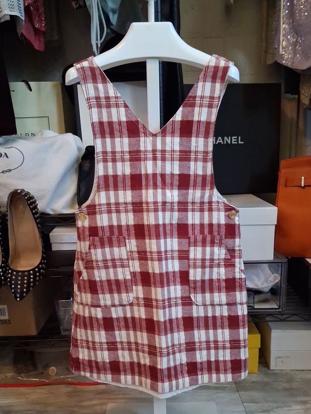 Max Studio Plaid Pinafore Dress For Girls size 6